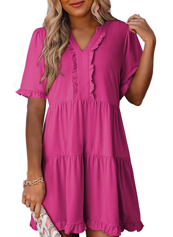 Ruffle Tiered Knit Mini Dress – Flowy, Feminine & Pocket-Perfect