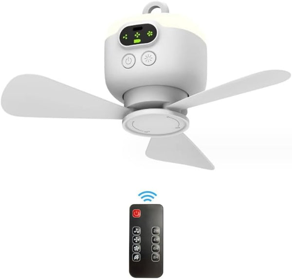 Rechargeable Portable Hanging Fan with LED Light
