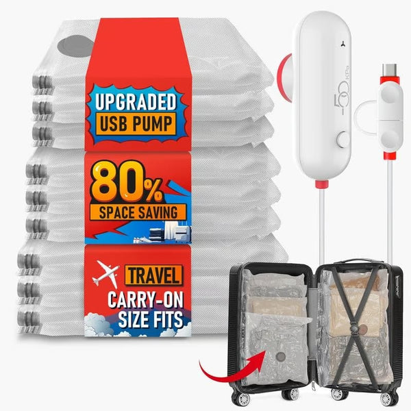 9 Pack Lightweight Travel Bags with USB Electric Pump