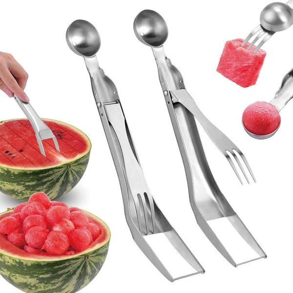 2-in-1 Stainless Steel Watermelon Cutter & Melon Baller Set