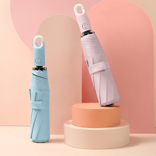 Compact Windproof Umbrella with Hook Handle & One-Touch Open