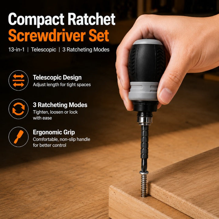 Compact 13-in-1 Ratchet Screwdriver – Waregami