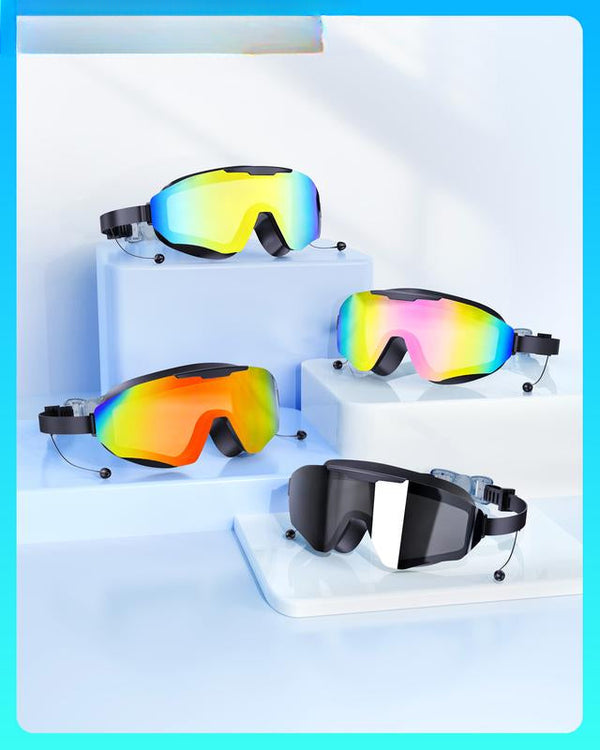 Panoramic Anti-Fog Swim Goggles with Earplugs & Nose Clip