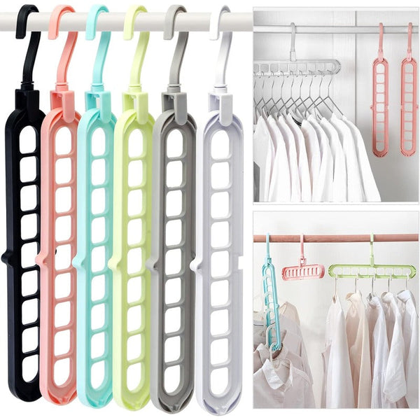 9-Hole Space-Saving Closet Hangers – Multi-Pack for Vertical & Horizontal Organization